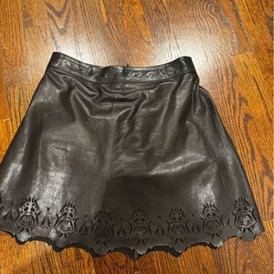 Rag and bones Laser-Cut Leather Mini Skirt - Black 0